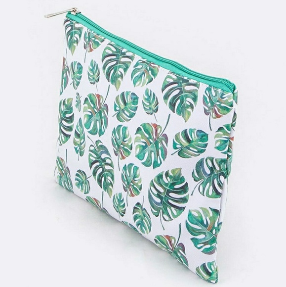 NEW Tropical Monstera Leaves Canvas Pouch - Picture 2 of 3